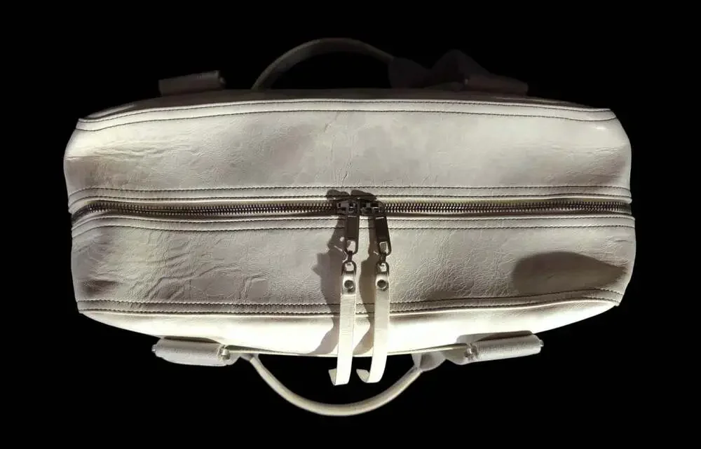Rick Owens Leather Tote Shoulder Bag Unisex Off White Distressed $1850